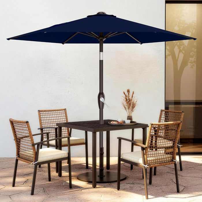7.5FT Patio Umbrella Table Market Umbrella with 6 Sturdy Ribs, Button Tilt/Crank Heavy-Duty round Outdoor Umbrellas for Garden, Deck, Backyard,And Pool, Navy