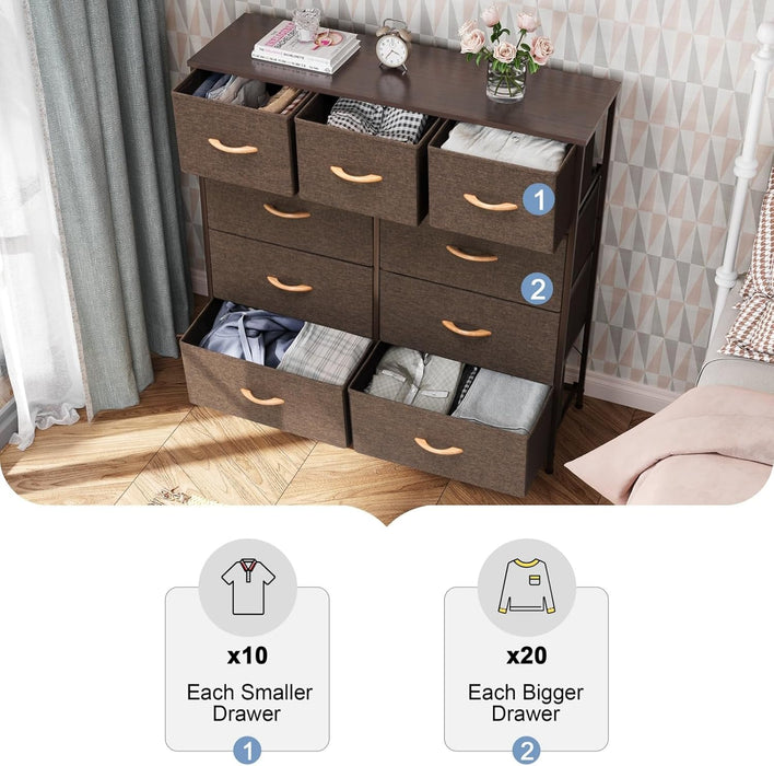 9-Drawer Brown Dresser for Large Storage Space