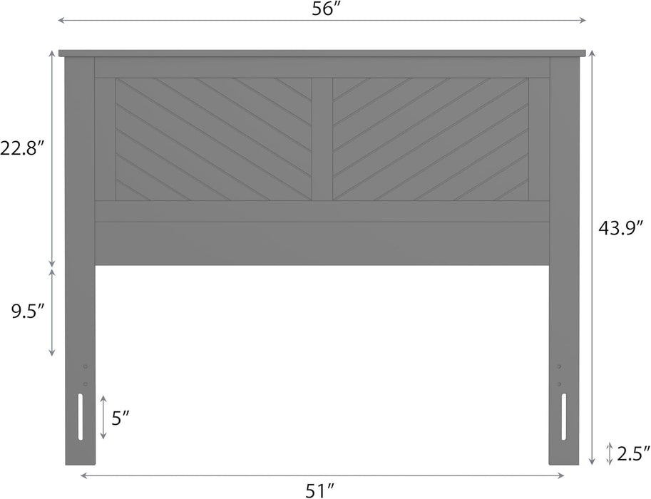 Serene Poplar Wood Full Headboard, Modern Farmhouse Panel with Chevron Scoring, Full Size Headboard in White, Casual Coastal Style, Easy Assembly, Quality Materials