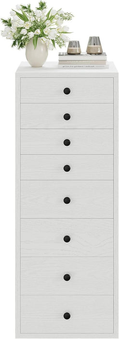 White UltraSlimline Dresser With 8 Drawer StorageCapacity