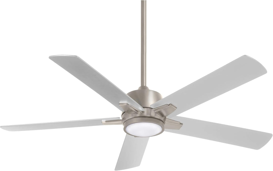 F619L-BN Stout 54" Ceiling Fan with LED Light and Remote Control in Brushed Nickel Finish