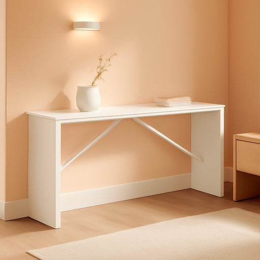 Console Table, 62.2" Long Sofa Table behind Couch, Narrow Entryway Table, Farmhouse Dining Table with Angled Metal Frame, Industrial Console Table for Entryway, White CTWT15801