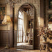 71" X 28" Arched Full Length Mirror, Antique Beaded Frame Floor Standing or Wall Mounted Mirror with Stand for Bedroom, Entryway, Bronze, Luxury Style