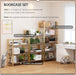 No Assembly Folding Bookshelf Book Shelves, 5-Tier 62.2"" H Collapsible Foldable Bookcase Storage Industrial Shelf for Living Room Bedroom Office