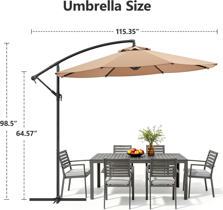 10FT Patio Umbrella, Cantilever Offset Hanging Market Umbrella