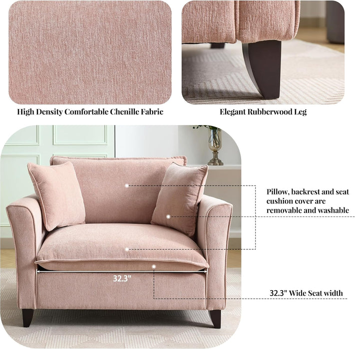 Oversized Chenille Accent Chair Pale Pink Cushions
