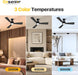 42 Inch Ceiling Fans with Lights and Remote, Small Bedroom Ceiling Fan with 3 Reversible Blades (Black/Wood), Quiet DC Motor, 6 Speeds, 3 Color, Memory Function, Modern Fan for Home, Black