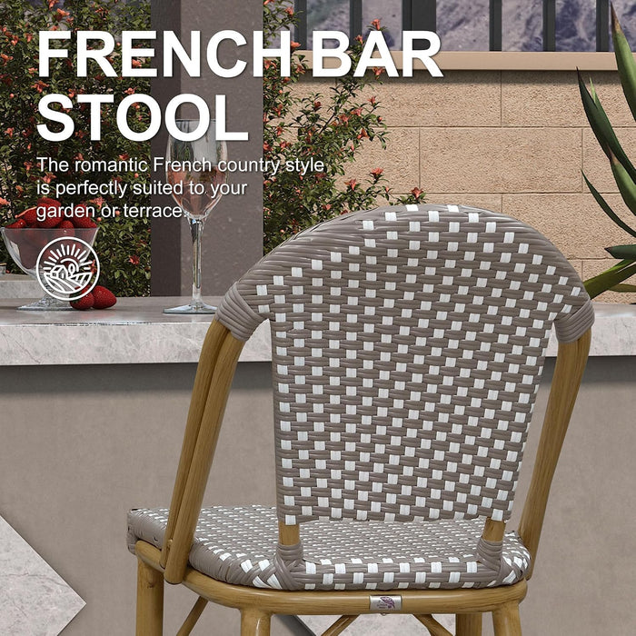 Oversized Counter Bar Stools Bamboo Print Set of 2,Grey White