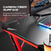Gaming Computer Desk with Carbon Fiber Surface, Gaming Table Z Shaped Pc Home Office with Cup Holder&Headphone Hook(44 In, Red)