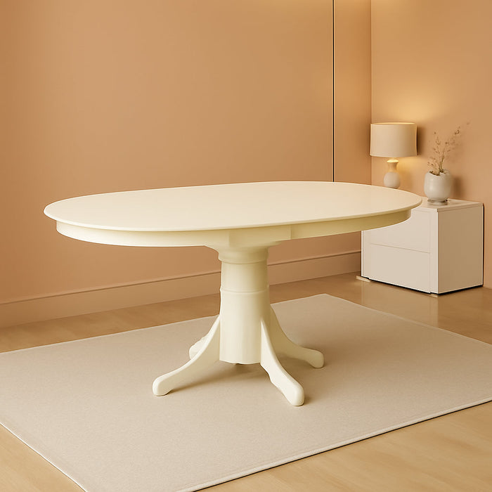 Linen White round Dining Room Table