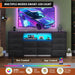 12 Drawer Dresser for Bedroom, Black Dresser TV Stand for 65, 70, 75 Inch TV with Led Light & Charging Station, Wide Chest of Drawers with Open Shelves, Fabric Dressers for Closet, Living Room