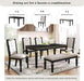 6-Piece Kitchen Dining Table Set, 60" Rectangular Table with 4 High-Back Tufted Upholstered Chairs & 1 Bench, Rubberwood Legs Modern Elegant Farmhouse for Kitchen Room, Black