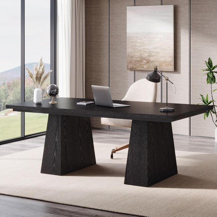 63-Inch Modern Executive Desk Featuring Dual Pedestal
