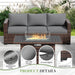 Oversized Outdoor Sectional Sofa Set with 44" Metal Fire Pit Table & Storage Coffee Table - Waterproof Wicker Patio Furniture Set, Modular Furniture with Removable Cushions (Grey)