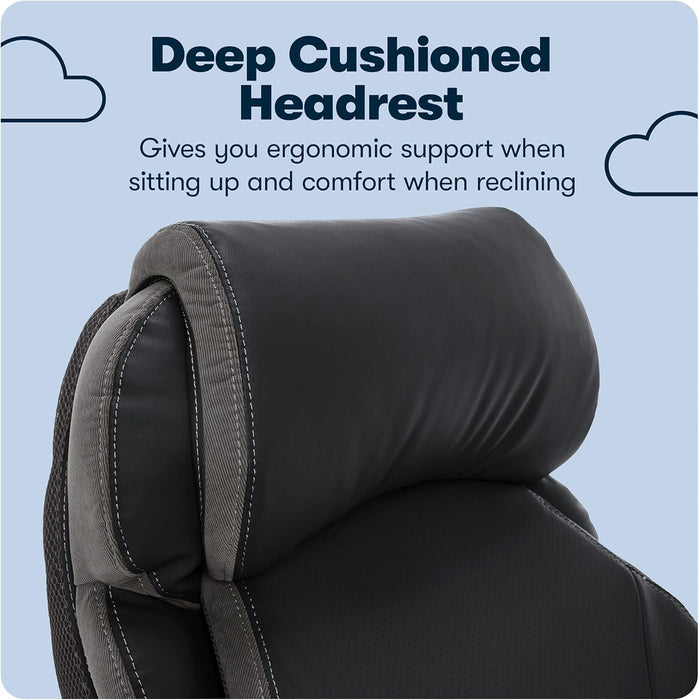 Jackson Big and Tall Executive Office Chair with AIR Technology and Smart Layers Premium Elite Foam, Supports up to 350 Pounds, Bonded Leather, Black