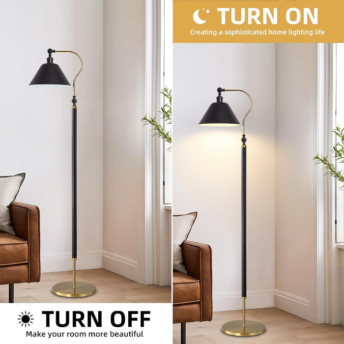 60 in Modern Solid Wood Floor Lamp,Black Standing Lamp with LED Bulb