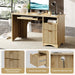 Computer Desk with Drawer, 55 Inch Office Desk with Power Outlet, Modern Home Office Desk with Keyboard Tray (Natual Oak, 55" W with Single-Sided Drawers)