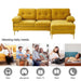 Convertible Sectional Sofa Couch, L-Shaped Couch with Reversible Chaise Lounge, Chenille Fabric Modern Sofa for Living Room, Apartment, Office, 3 Seats, Yellow