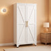61-Inch Tall White Metal Storage Cabinet Barn-Doors