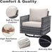 6 Piece Outdoor Furniture Patio Wicker Sofa Set, Oversize Outdoor Swivel Rocker Chairs with Rattan Ottomans, Conversation Sets Patio Furniture Come with Removable Washable Cushion