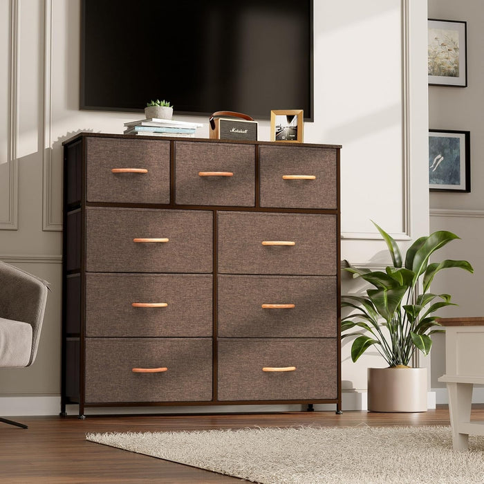 9-Drawer Brown Dresser for Large Storage Space