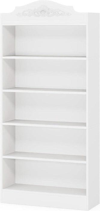 73 Inch Tall 5 Tier White Bookshelves, Modern 5-Shelf White Library Bookcase with Shelves, Freestanding Etagere Shelving Unit for Living Room/Home (1)