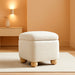 Linley Contemporary Small Storage Bouclé Ottoman with Wood Legs, Ivory