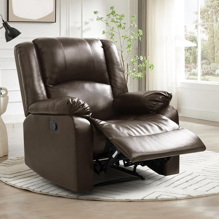 Brown Leather Recliner with Lumbar Support