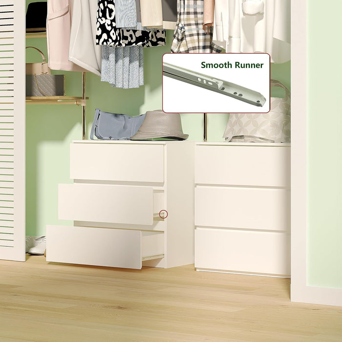 White Contemporary Engineered Wood 3 Drawer Dresser