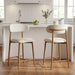 Counter Height Bar Stools Set of 3, Upholstered Counter Stools Modern Barstools with Metal Legs for Kitchen Island Dining Room, Wood-Grain