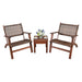 3 Pieces Outdoor Wooden Patio Rattan Furniture Set