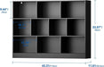 Black Bookshelf, 3-Tier Open Shelf Bookcase, 10 Cube Storage Organizer with Anti-Tilt Device, Freestanding Horizontal Bookshelf Cube Shelf for Bedroom, Living Room, Office