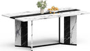Dining Table for 6-8 People, 71 Inch Long Kitchen Dinner Table with Metal Frame & Waterproof Wood Tabletop, Modern Farmhouse Rectangular Dining Room Tables for Kitchen, Living Room, White
