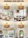 Boho Caged Fandelier with Lights Flush Mount Rattan Ceiling Fan