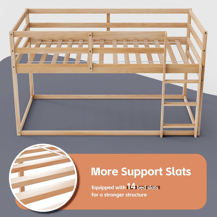 Twin Over Twin NaturalFinish SolidWood BunkBed Ladder