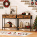 29.5" Narrow Console Table with 2 Fabric Drawers, Small Entryway Table with 2-Tier Storage Shelves, Sofa Table, behind Couch Table, for Living Room, Hallway, Rustic Brown and Black BF71XG01