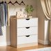 3 Drawers Dresser, Fabric PU Drawer with Wood Frame, Large Organizer, Small Dresser with Drawer, Chest of Drawers for Closet, Living Room,Hallway,Oak and White
