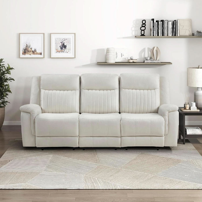 Mnul Double Reclining Sof, Polished Microfiber Upholstered 3 Seter Mnul Sof Recliner for Living Room, Wll Hugger, Esy ssembly, Beige