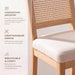 Rattan Counter Bar Stools Set of 4, Farmhouse Bar Stools with Back and Wood Legs, Upholstered Mid Century Modern Fabric Barstools Breakfast Island Chairs for Kitchen Island - White/ 26"