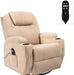 Rocking Chair Recliner Chair with Massage Swivel Ergonomic Lounge Chair Classic Single Sofa with 2 Cup Holders Side Pockets Living Room Chair Home Theater Seat (Beige)