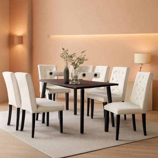 Yaheetech Dining Chairs with Leather Seat and Solid Wood Legs