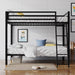 Loft Bunk Bed Twin over Twin Size with Ladder and Guardrail,Heavy Duty Metal Slats Support No Box Spring Needed Small Space Saving Furniture for Bedroom Dorm,Black