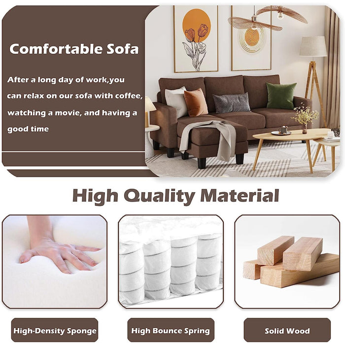 Upholstered Sectional Sofa With Reversible Chaise 77.55 Inch