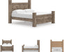Signature Design by Ashley Keithland King Size Bed Frame with Poster Headboard, Traditional Bedframe in Wood with Hickory Grain Look, Bedroom Furniture, Deep Brown