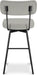 Giselle Swivel Bar Stools (Set of 2) - 29 Inch Seat Height Upholstered Metal Chairs in Light Grey Polyester Linen, Contemporary Seating for Kitchen or Bar with Cushioned Seat and Back