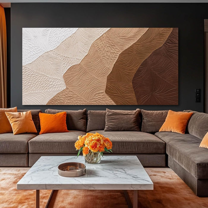 White and Brown Home Wall Decor Textured Large Canvas Wall Art Contemporary Art Painting 29"X58" Artwork for Living Room Office
