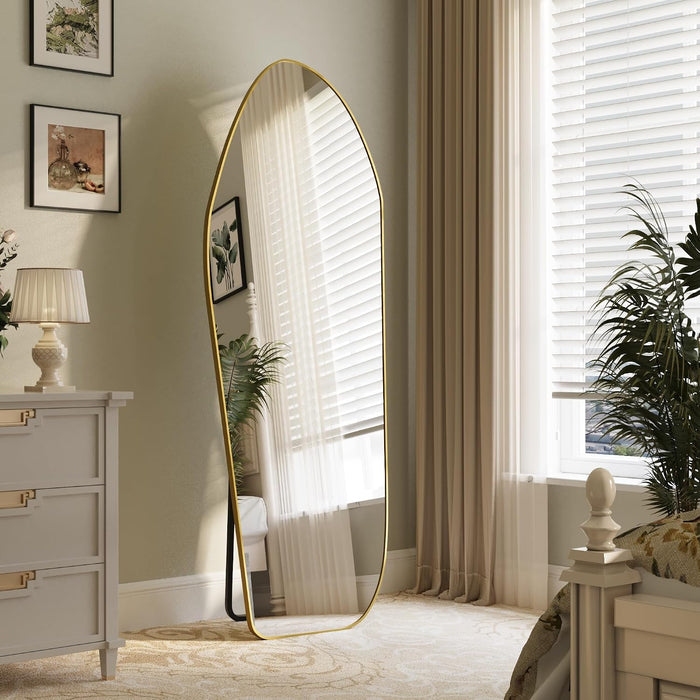 67" X 24" Irregular Full Length Mirror with Stand Gold