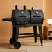 ® Dual-Function 2-Burner 24,000 BTU Propane Gas and Charcoal Combination Grill and Smoker with 870 Cooking Square Inches in Black, Model E5030