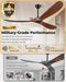 52" Ceiling Fans without Lights, Solid Wood Ceiling Fan with Remote Control and DC Motor, Ceiling Fan No Light with 3 Blades, Indoor Outdoor Ceiling Fans for Patios, Bedroom- Dark Walnut