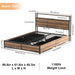 LED Queen Bed Frame with Storage Headboard & 4 Drawers, Industrial Metal Platform Bed with Power Charging Station & USB Ports